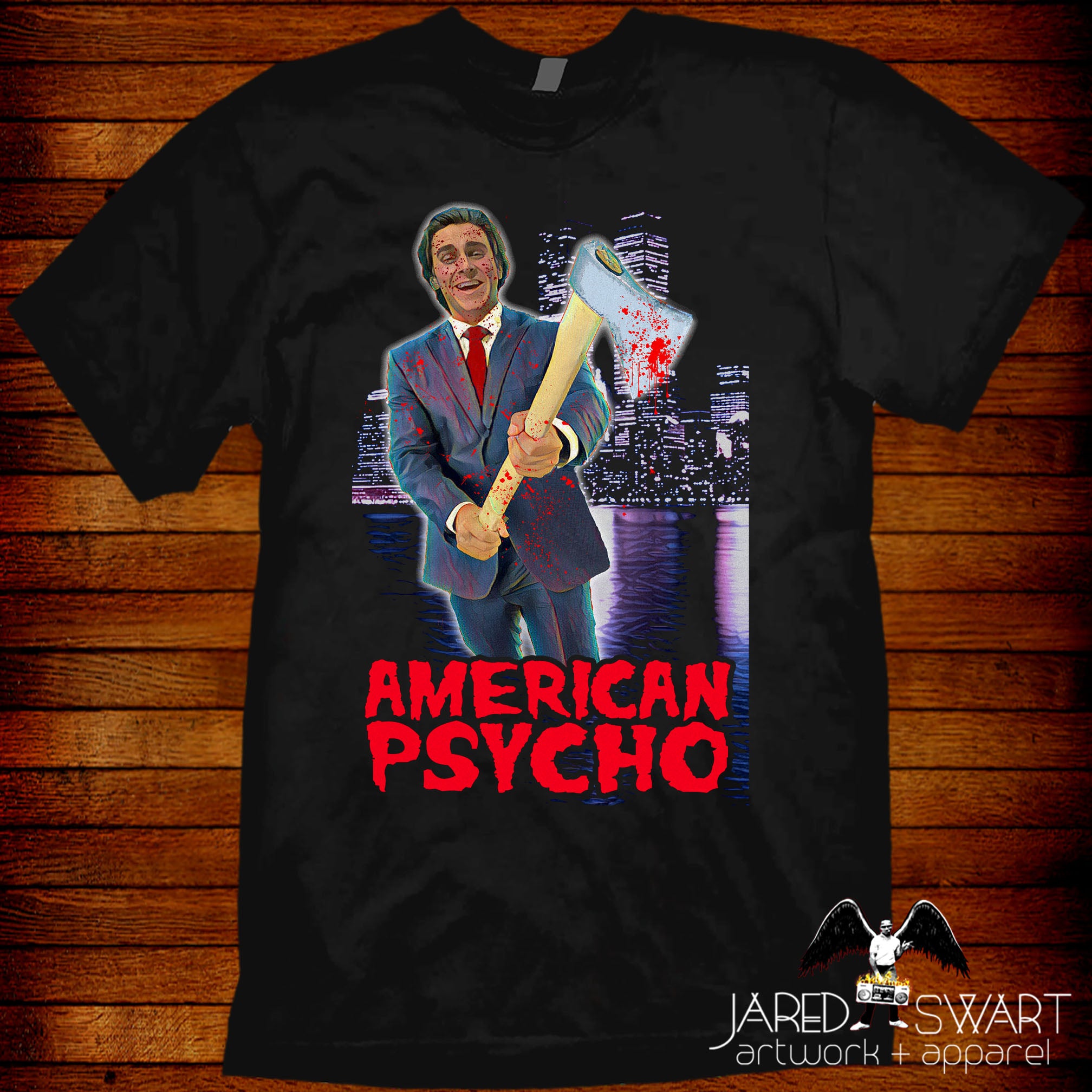 American Psycho T-shirt retro vhs big box style art – JaredSwart.com