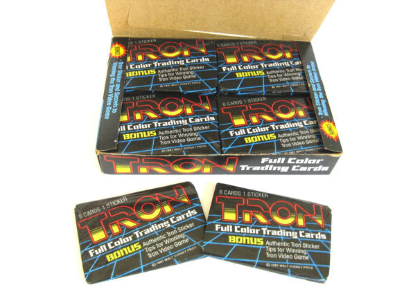 1982 Vintage Box of Tron Trading Cards/Sealed Wax Packs/Display Box